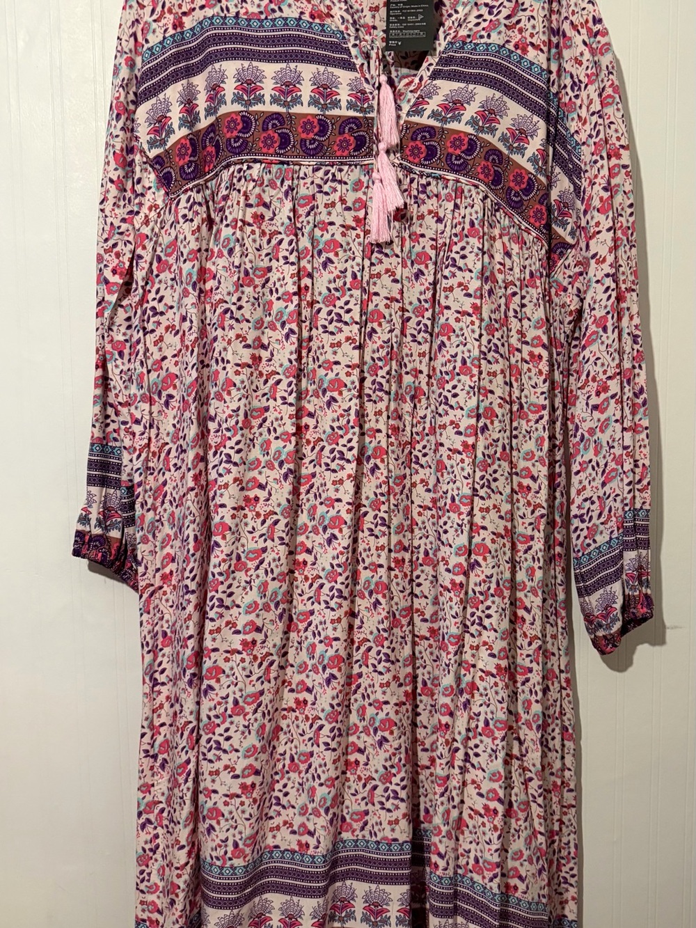 Boho Floral Peasant Maxi Dress in Pink and Purple NWT 2XL